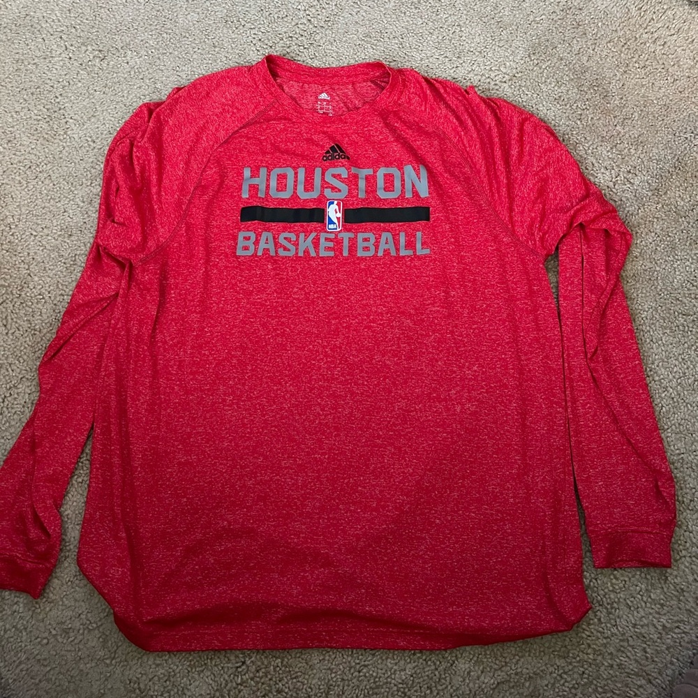 Houston Rockets adidas mens large long sleeve shooting shirt. Climalite nba